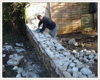 Restauration murets pierre pendant les travaux